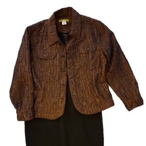 5-button bronze jacket with shimmery buttons